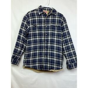 Wrangler Women's Size Small Blue Sherpa Lined Long Sleeve Button Up Shacket